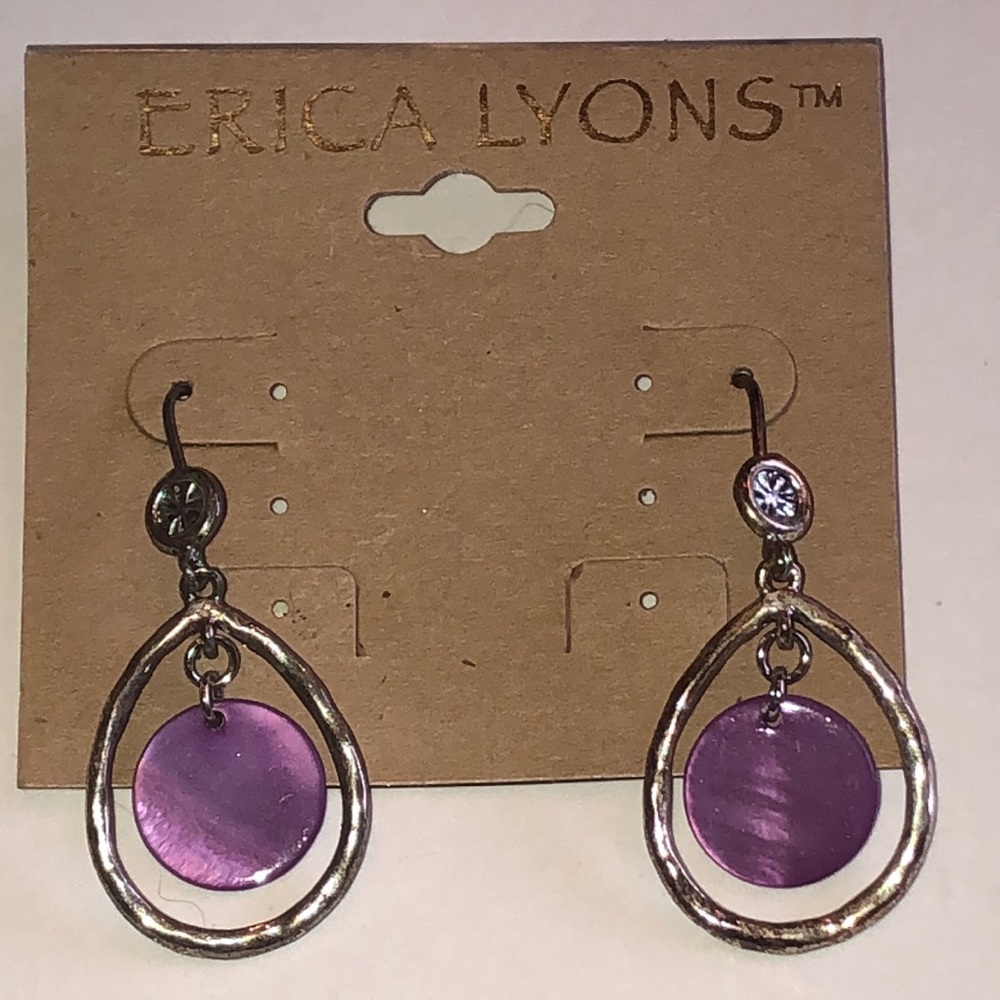 Erica Lyons Purple Disc Drop Earrings